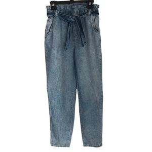 Cat & Jack Girls Paper Bag Waist Belted Lightweight Jeans